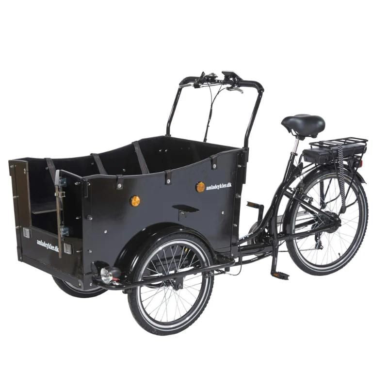 AMCargoBikes Open Kindergarten - Cargo Electric Bike - Black frame