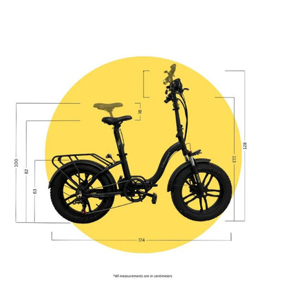 E-Movement Hunter Extreme - Folding Electric Bike - Dimensions