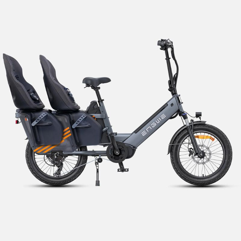 Engwe LE20 - Step Through Cargo Electric Bike - Grey - Baby Seats