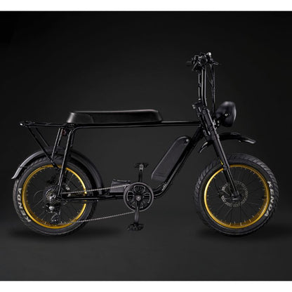 Rocket 88S Fat Boy - Super Monkey Electric Bike - Black Frame - Black Trim - Yellow Rim