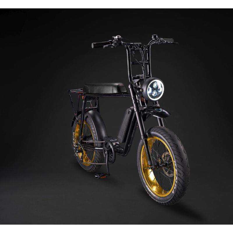 Rocket 88S Fat Boy - Super Monkey Electric Bike - Black Frame - Black Trim - Yellow Rim