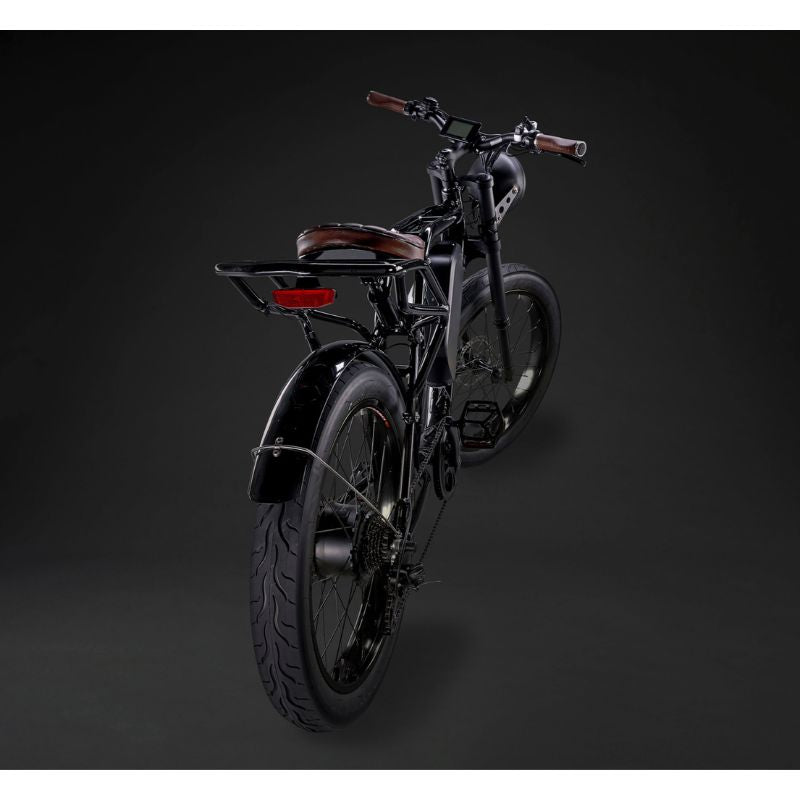 Rocket GTS Cruiser - Cruiser Electric Bike - Black Frame - Black Rim - Brown Trim