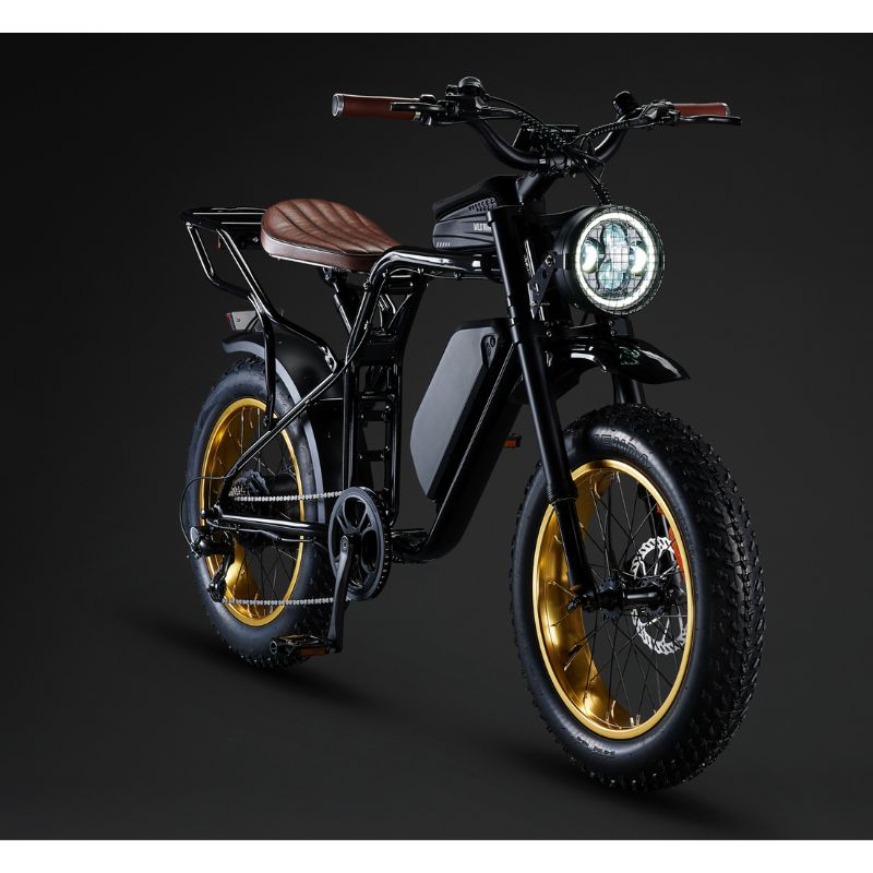 Rocket SX Sport Utility - Electric Bike - Black Frame - Brown Trim - Anodized Yellow Rim