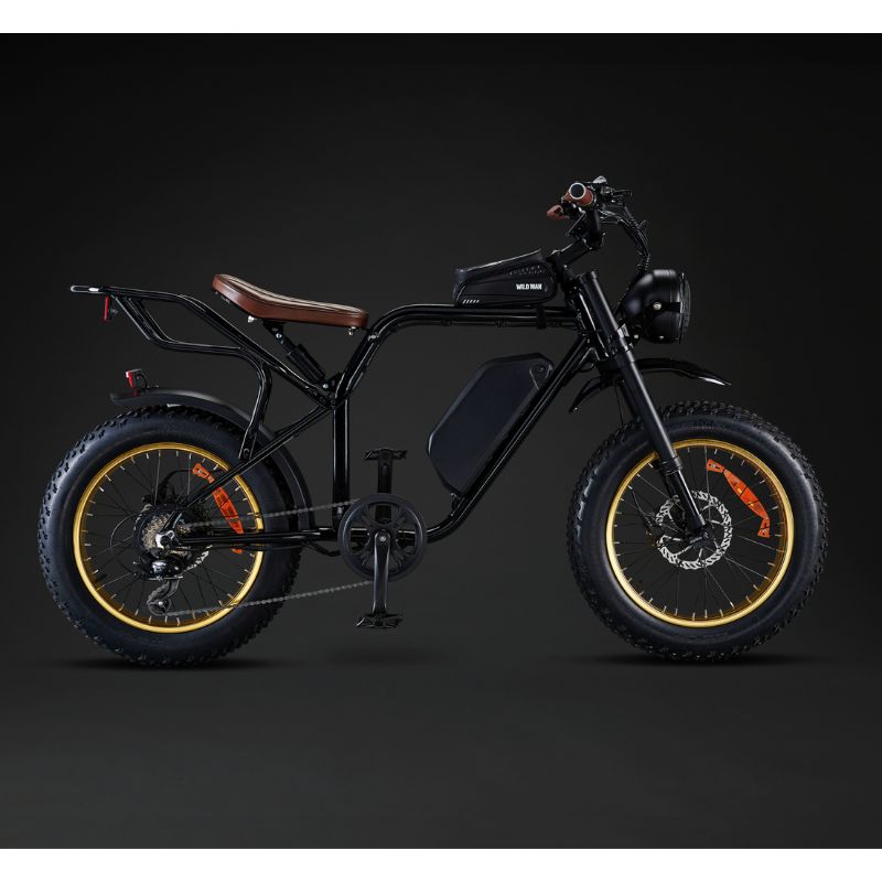 Rocket SX Sport Utility - Electric Bike - Black Frame - Brown Trim - Anodized Yellow Rim