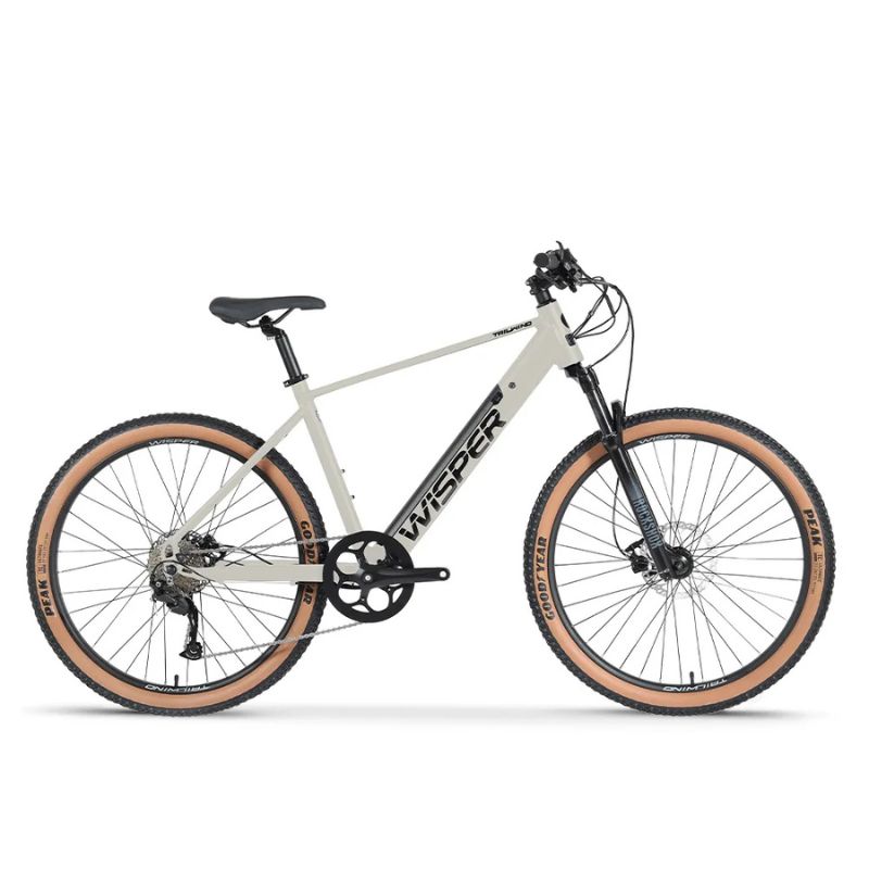 Wisper Tailwind Trail Crossbar Electric Bike - Stone - E-Bikes Express