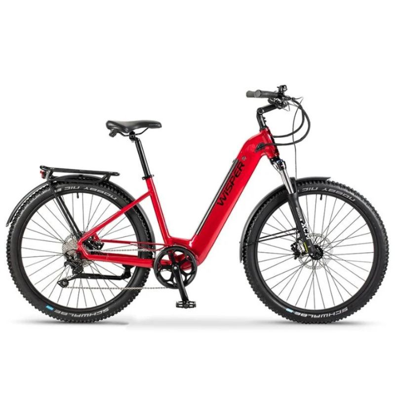 Wisper Wayfarer H7 Hub-Drive Step Through Electric Bike - Pillar Box Red - E-Bikes Express