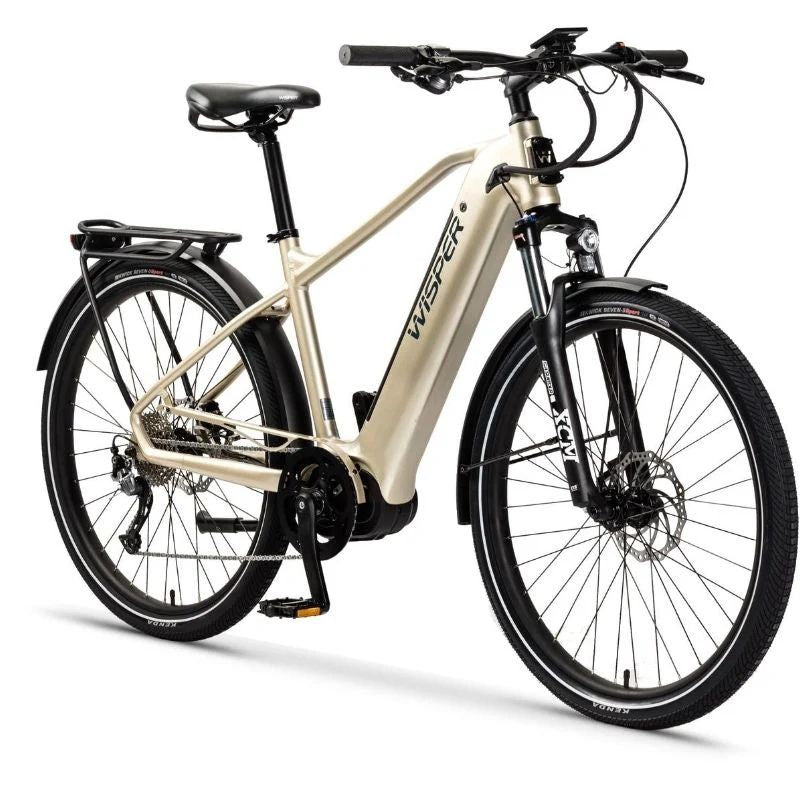 Wisper Wayfarer M9 Mid-Drive Crossbar Electric Bike - Iridium Silver - E-Bikes Express