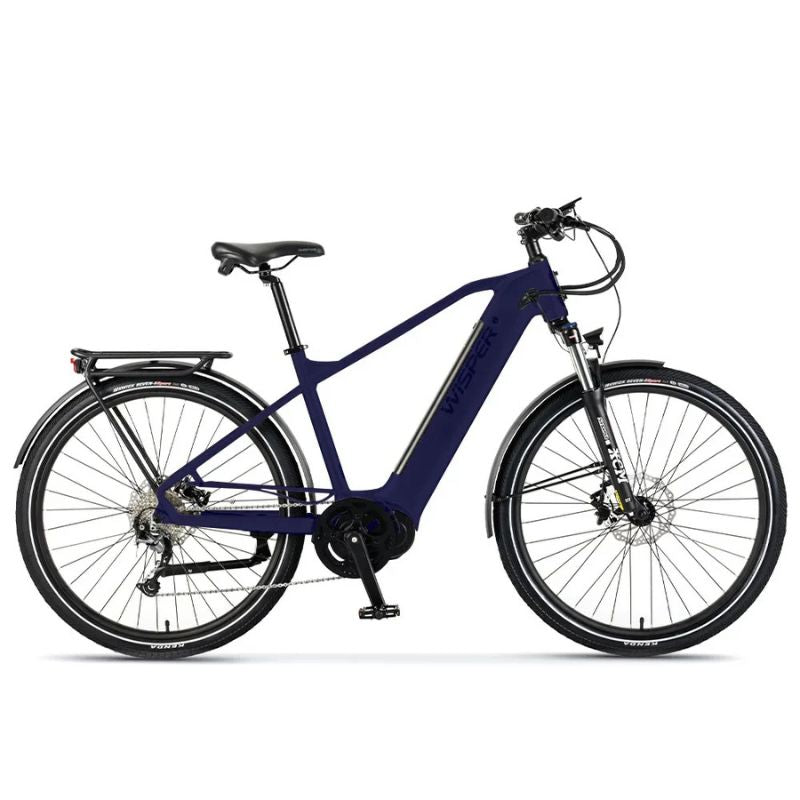 Wisper Wayfarer M9 Mid-Drive Crossbar Electric Bike - Midnight Blue - E-Bikes Express